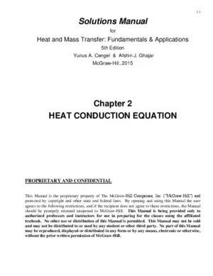 Solution Manual For Heat And Mass Transfer: Fundamentals And Applications, 5Th Edition