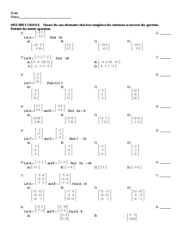 Linear Algebra and Its Applications 5th Edition Test Bank