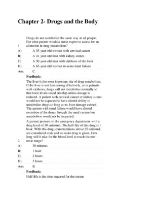 Test Bank For Focus On Nursing Pharmacology Sixth Edition