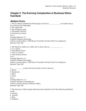 Understanding Business Ethics Third Edition Test Bank