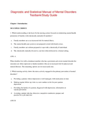 Diagnostic And Statistical Manual Of Mental Disorders 5Th Edition Test Bank