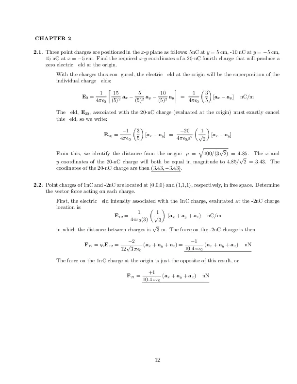 Engineering Electromagnetics, 8th Edition Solution Manual