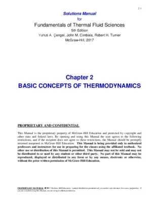 Solution Manual For Fundamentals Of Thermal-Fluid Sciences, 5Th Edition