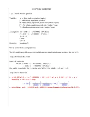 Solution Manual For Mathematical Modeling, 4Th Edition