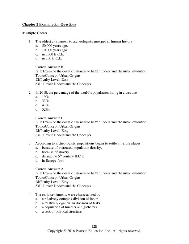 Test Bank for Cities and Urban Life, 7th Edition