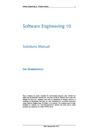 Solution Manual For Software Engineering, 10th Edition