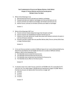 Fundamentals Of Futures And Options Markets, 9Th Edition Test Bank