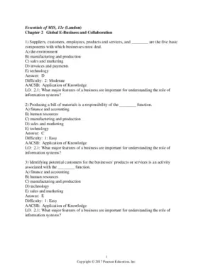 Test Bank For Essentials Of Mis, 12Th Edition