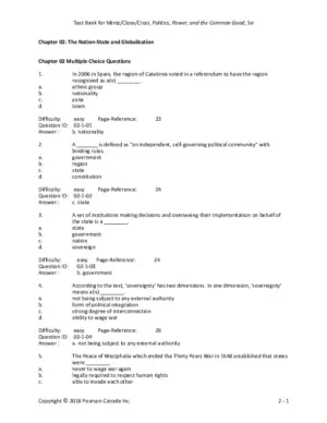 Politics, Power And The Common Good An Introduction To Political Science, 5Th Edition Test Bank