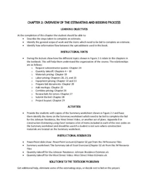 Construction Estimating Using Excel, 3rd Edition Solution Manual