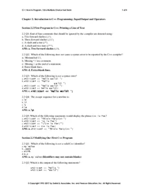 Test Bank For C++ How To Program, 10Th Edition