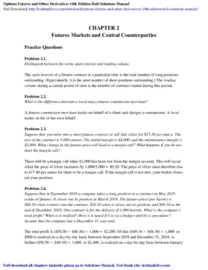 Solution Manual For Options, Futures, and Other Derivatives, 10th Edition