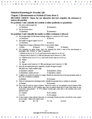 Statistical Reasoning For Everyday Life, 5Th Edition Test Bank