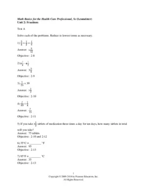 Test Bank For Math Basics For The Health Care Professional, 5Th Edition