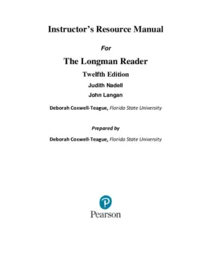 The Longman Reader, 12Th Edition Solution Manual