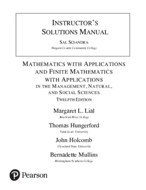 Solution Manual For Finite Mathematics With Applications In The Management, Natural, And Social Sciences, 12Th Edition