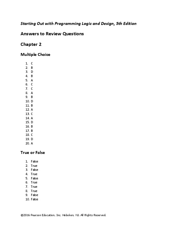 Solution Manual for Starting Out with Programming Logic and Design, 5th Edition