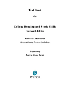 Test Bank For College Reading And Study Skills, 14Th Edition