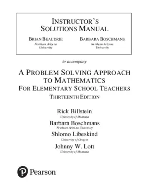 Solution Manual for A Problem Solving Approach to Mathematics for Elementary School Teachers, 13th Edition