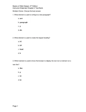 Test Bank for Basics of Web Design: HTML5 and CSS, 5th Edition