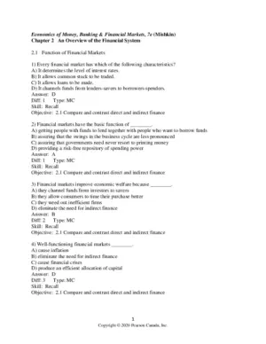 Test Bank For The Economics Of Money, Banking And Financial Markets, Seventh Canadian Edition