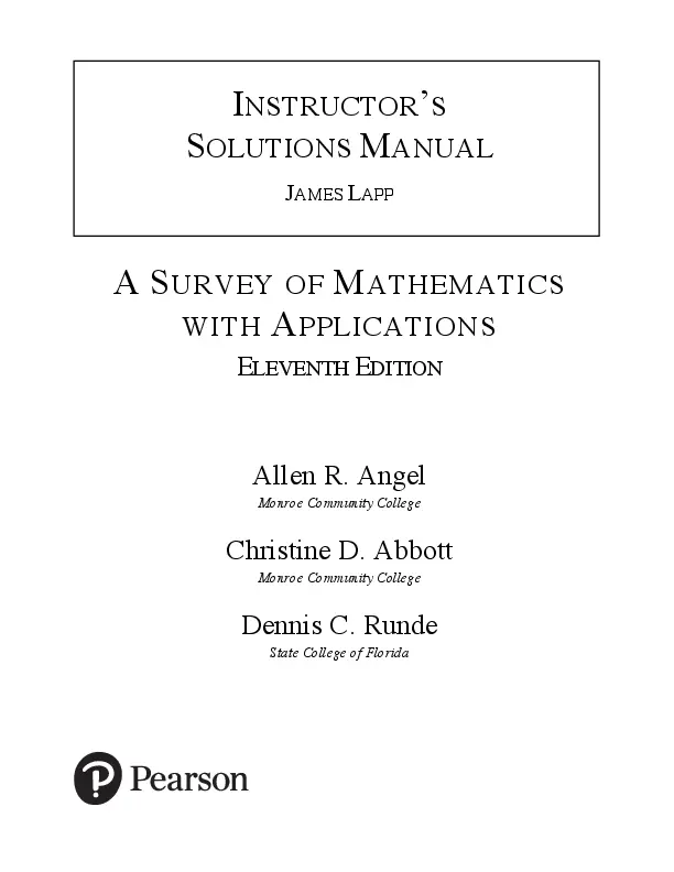 Solution Manual for A Survey of Mathematics with Applications, 11th Edition