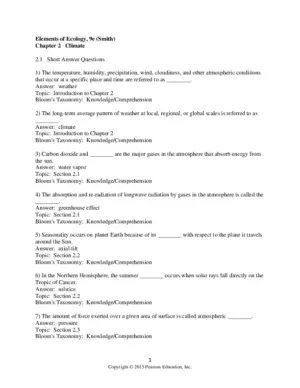 Test Bank For Elements Of Ecology, 9Th Edtion