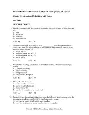 Test Bank For Radiation Protection In Medical Radiography, 6Th Edition