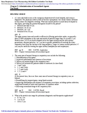 Rau’S Respiratory Care Pharmacology, 8Th Edition Test Bank