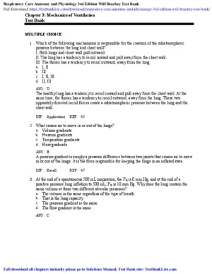 Respiratory Care Anatomy And Physiology: Foundations For Clinical Practice (Respiratory Care Anatomy And Physiology), 3rd Edition Test Bank