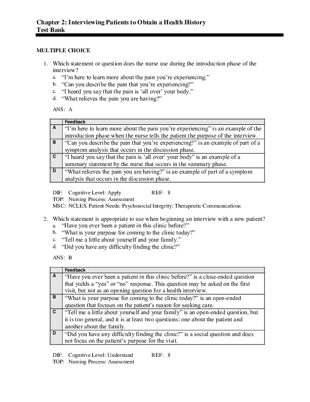 Health Assessment For Nursing Practice, 5th Edition Test Bank