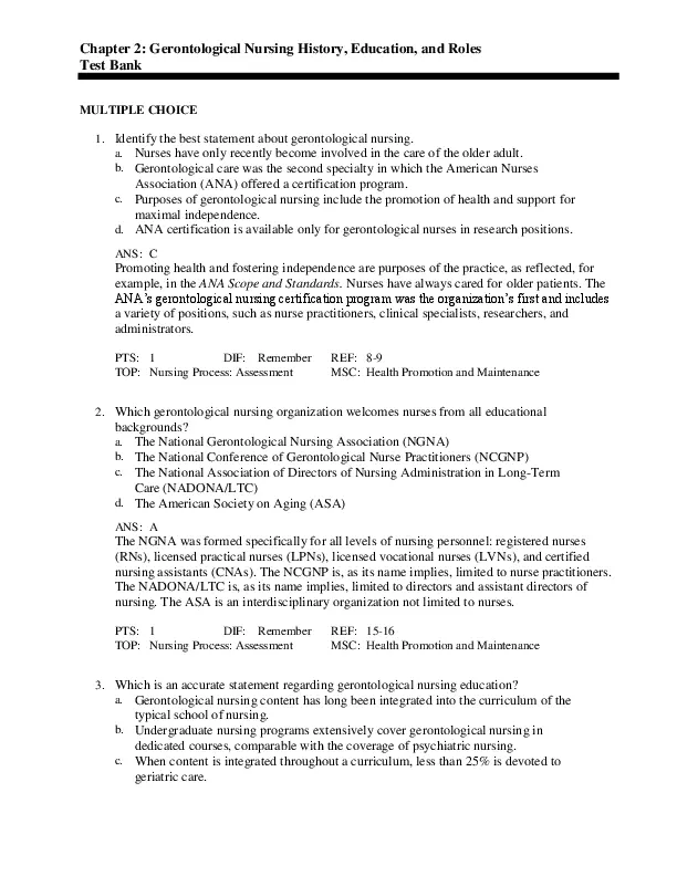Ebersole And Hess’ Gerontological Nursing And Healthy Aging, 4th Edition Test Bank