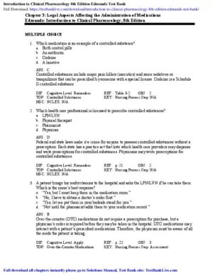 Introduction To Clinical Pharmacology, 8Th Edition Test Bank