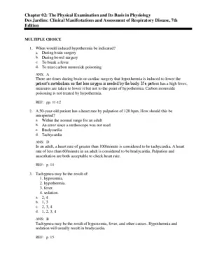 Clinical Manifestations And Assessment Of Respiratory Disease, 7Th Edition Test Bank