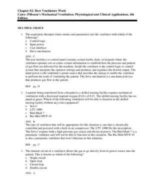Pilbeam’s Mechanical Ventilation: Physiological And Clinical Applications, 6th Edition Test Bank