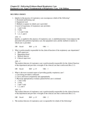 Egan’s Fundamentals Of Respiratory Care, 11th Edition Test Bank