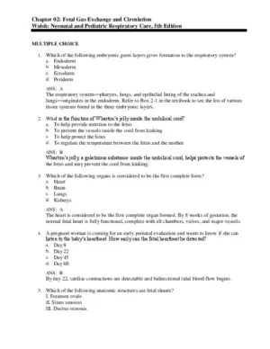 Neonatal And Pediatric Respiratory Care, 5Th Edition Test Bank