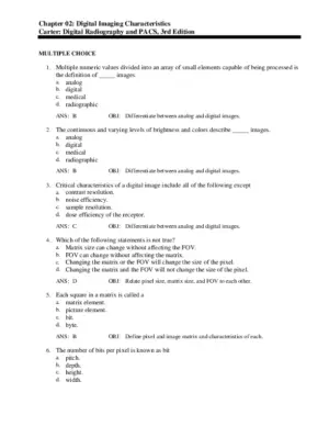Test Bank For Digital Radiography And Pacs, 3Rd Edition
