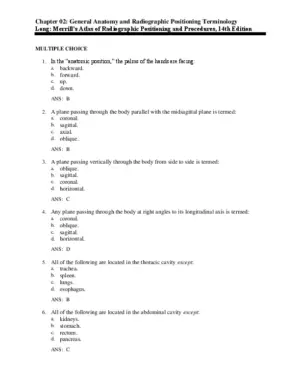 Test Bank For Merrill’s Atlas of Radiographic Positioning and Procedures – 3-Volume Set, 14th Edition
