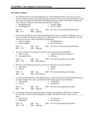 Test Bank For Social Psychology 4th Edition Test Bank