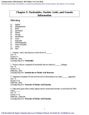 Fundamentals Of Biochemistry: Life At The Molecular Level, 4Th Edition Test Bank