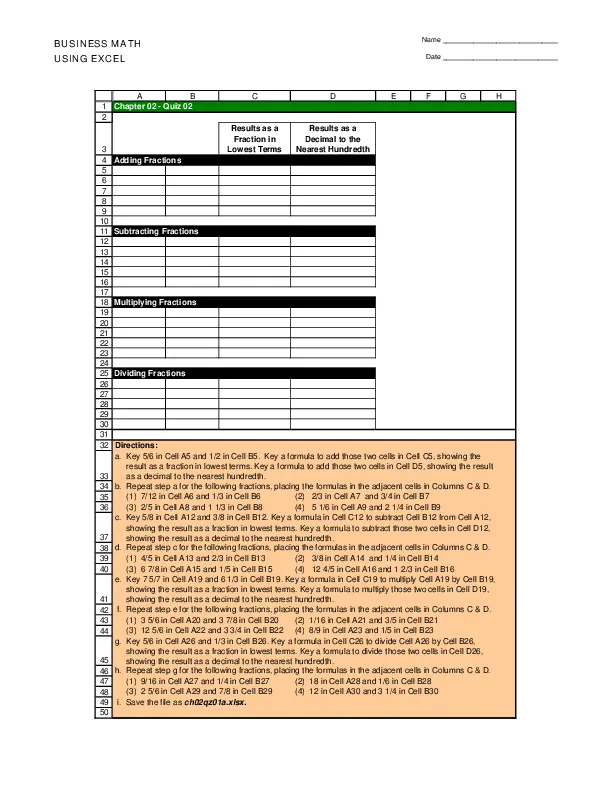 Business Math Using Excel, 2nd Edition Solution Manual