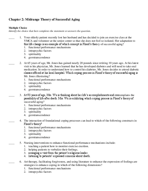 Test Bank For The Nurse’s Role in Promoting Optimal Health of Older Adults: Thriving in the Wisdom Years, 1st Edition