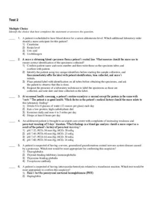 Test Bank For Davis’s Comprehensive Handbook of Laboratory and Diagnostic Tests With Nursing Implications, 6th Edition