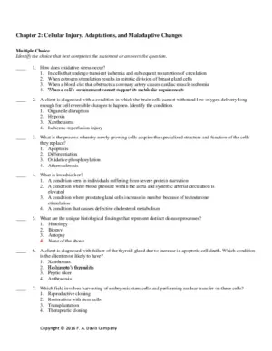 Test Bank For Davis Advantage for Pathophysiology: Introductory Concepts and Clinical Perspectives, 2nd Edition