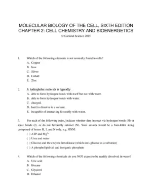 Test Bank For Molecular Biology Of The Cell, 6Th Edition