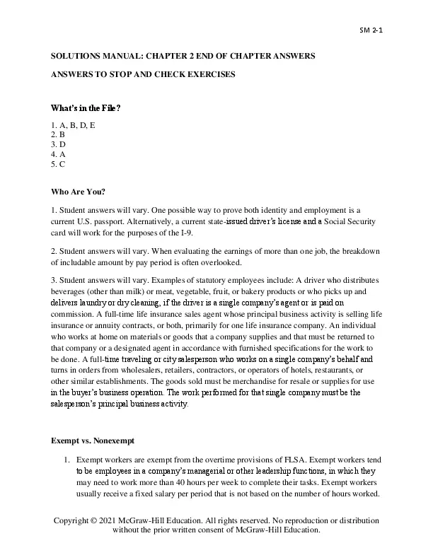 Solution Manual For Payroll Accounting 2021, 7th Edition