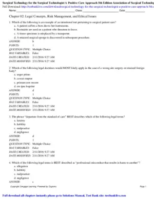 Test Bank For Surgical Technology For The Surgical Technologist, 5Th Edition