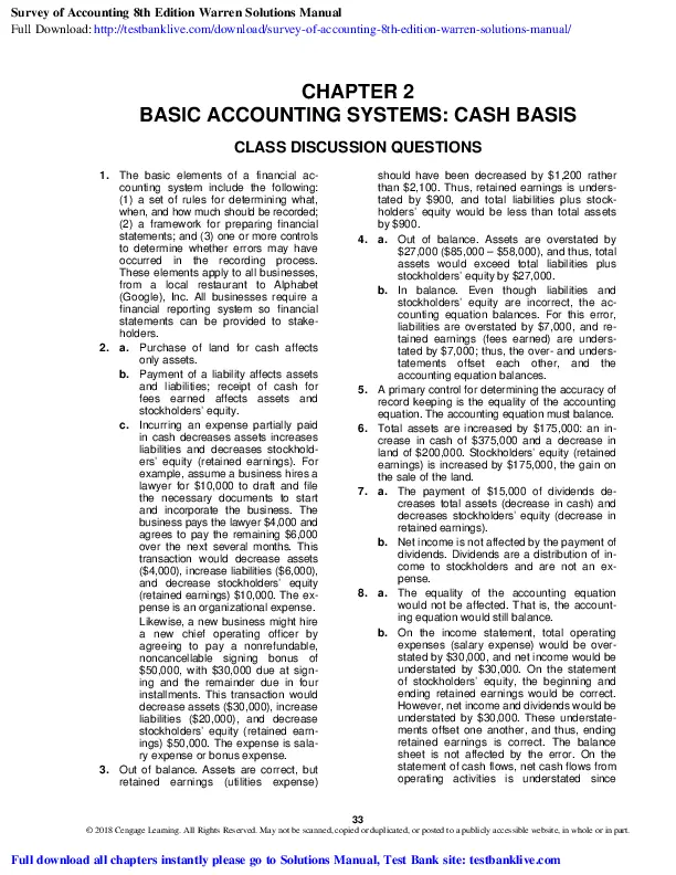 Solution Manual For Survey of Accounting Accounting, 8th Edition