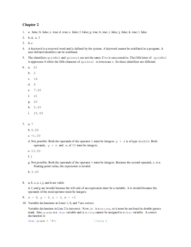 Solution Manual for C++ Programming: From Problem Analysis to Program Design, 8th Edition